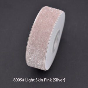 8005# Light Skin Pink [Silver] Starry velvet Ribbon