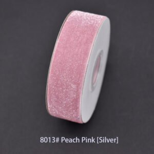 8013# Peach Pink [Silver] Starry velvet Ribbon