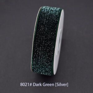 8021# Dark Green [Silver] Starry velvet Ribbon