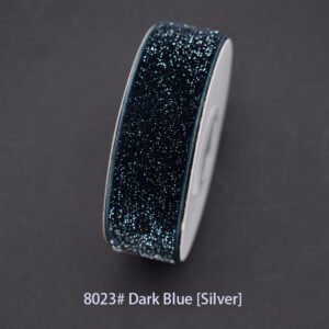 8023# Ink Blue [Silver] Starry velvet Ribbon