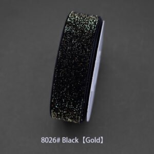 8026# Black [Gold] Starry velvet Ribbon