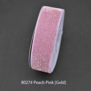 8027# Peach Pink [Gold] Starry velvet Ribbon