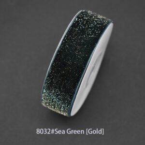 8032# Sea Green [Gold] Starry velvet Ribbon