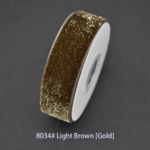 8034# Light Brown [Gold] Starry velvet Ribbon