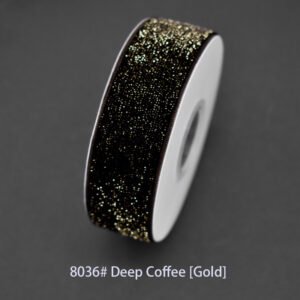 8036# Dark Coffee [Gold] Starry velvet Ribbon