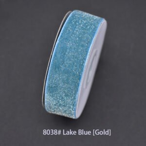 8038# Lake Blue [Gold] Starry velvet Ribbon