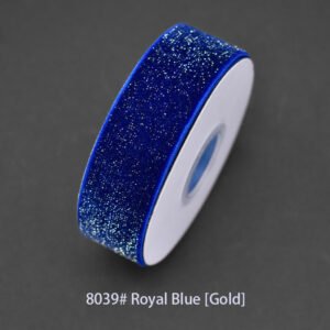 8039# Royal Blue [Gold] Starry velvet Ribbon