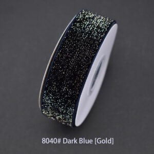 8040# Ink Blue [Gold] Starry velvet Ribbon