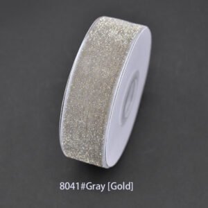 8041# Gray [Gold] Starry velvet Ribbon