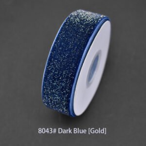 8043# Dark Blue [Gold] Starry velvet Ribbon