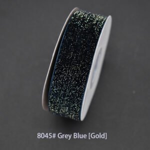 8045# Gray Blue [Gold] Starry velvet Ribbon