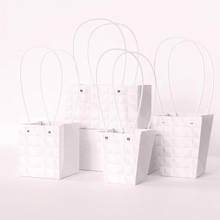 Embossed Square Flower Box with Handles for Floral Packaging