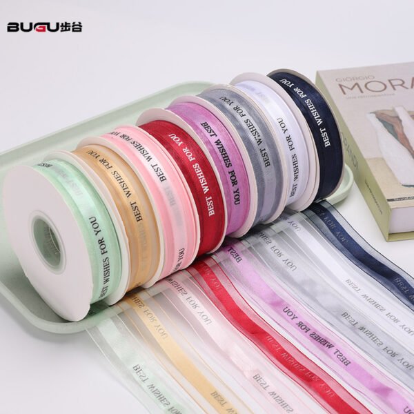 2.5cm 1inch Best wishes for you Polyester Chiffon Ribbon