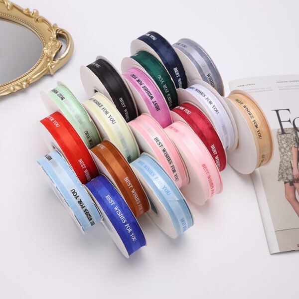 2.5cm 1inch Best wishes for you Polyester Chiffon Ribbon