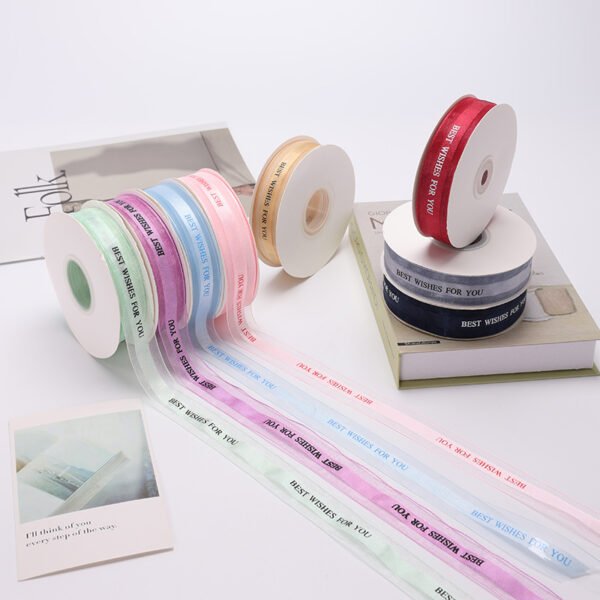 2.5cm 1inch Best wishes for you Polyester Chiffon Ribbon