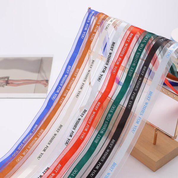 2.5cm 1inch Best wishes for you Polyester Chiffon Ribbon