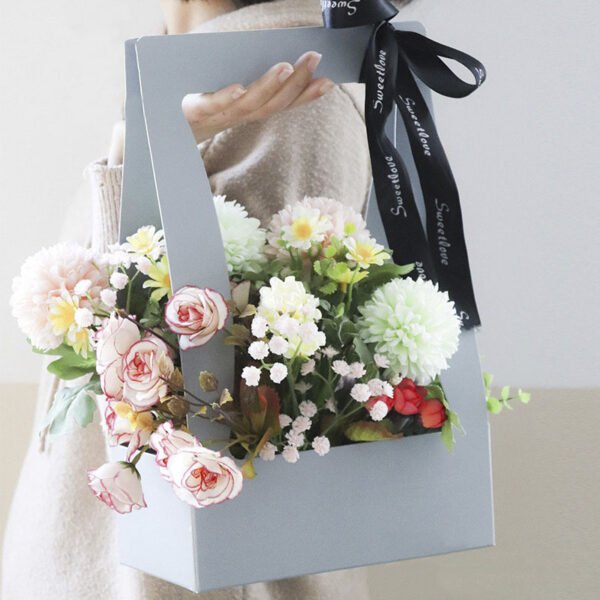 Foldable White Cardboard Waterproof Flower Basket Box