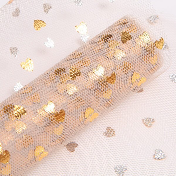 Gold Stamped Heart Mesh Wrapping Paper