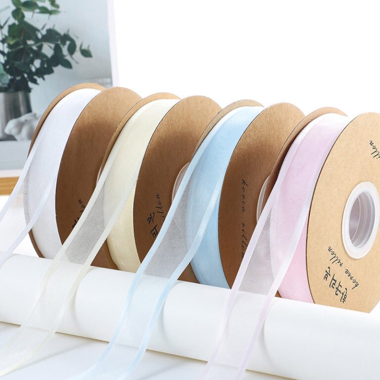 Satin Edge Sheer Wired Silk Chiffon Ribbon for Cake Boxes