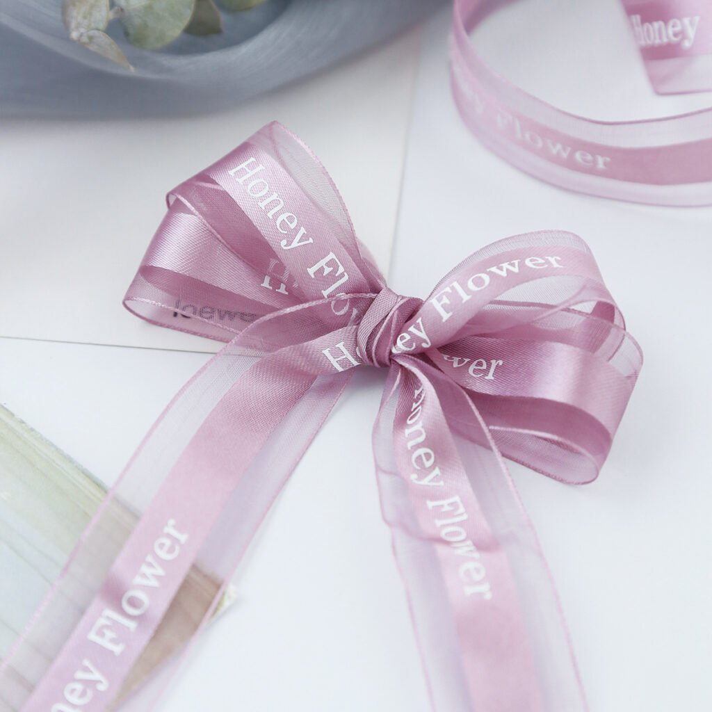 Translucent Chiffon Decorative Ribbon with Logo for Cake Box