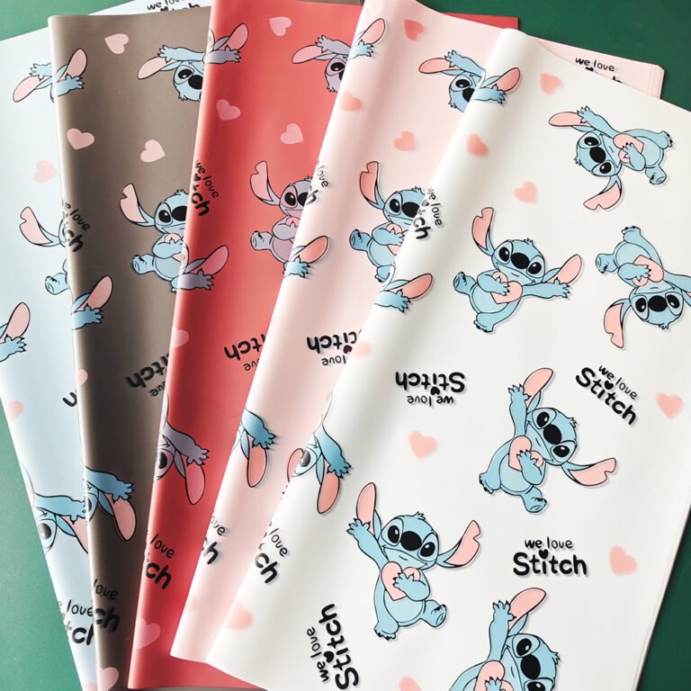Stctoh Paper Lilo and Stitch Floral Wrapping Paper for Flower Bouquets