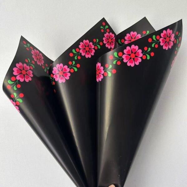 Floral Border Printed black Wrapping Paper