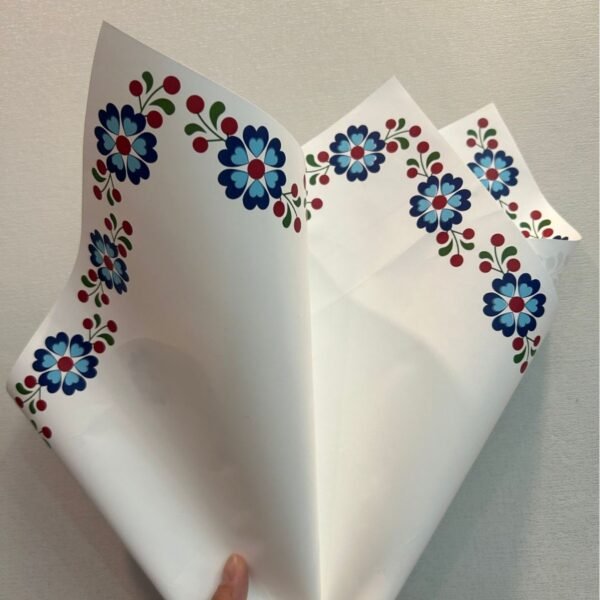 Floral Border Printed White Wrapping Paper