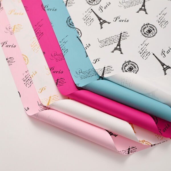 Eiffel Tower Pattern Floral Wrapping Paper