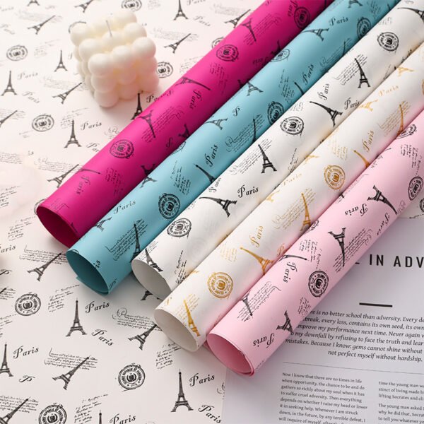 Eiffel Tower Pattern Floral Wrapping Paper