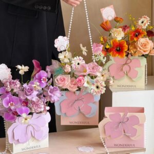 Floral Arrangement Gift Box with Pearl Handle