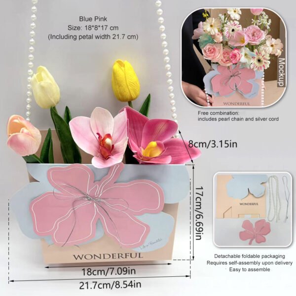 Floral Arrangement Gift Box with Pearl Handle