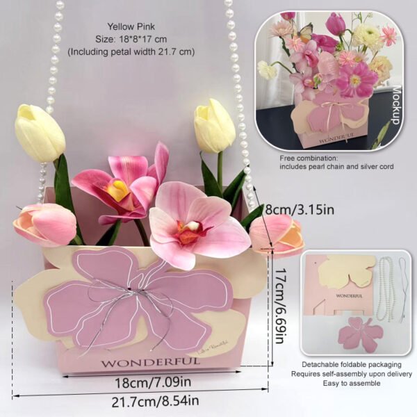 Floral Arrangement Gift Box with Pearl Handle