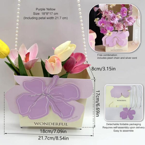 Floral Arrangement Gift Box with Pearl Handle