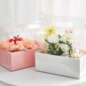 Clear PVC Flower Gift Box with Handle
