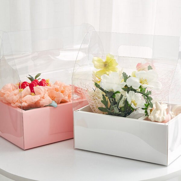 Clear PVC Flower Gift Box with Handle