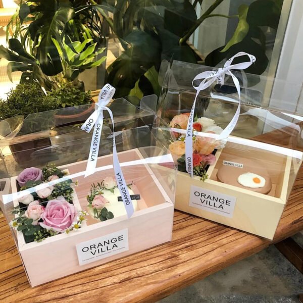 Clear PVC Flower Gift Box with Handle