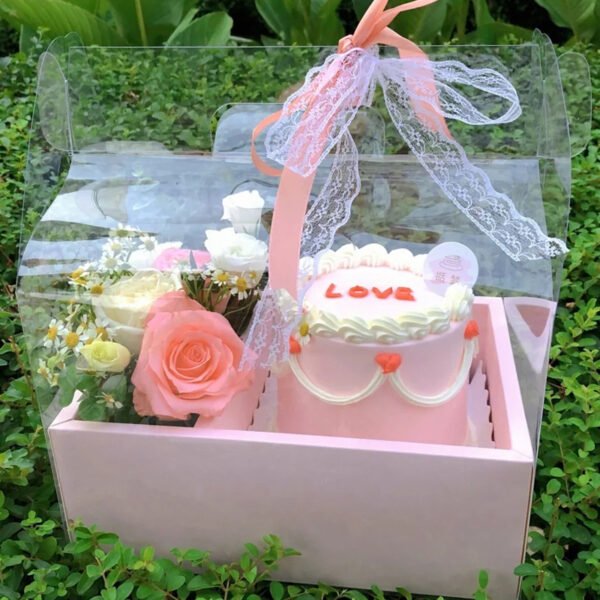 Clear PVC Flower Gift Box with Handle