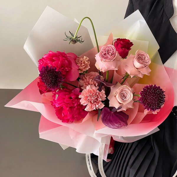 Gradient Fresh Colorful Flower Bouquet Wrapping Paper