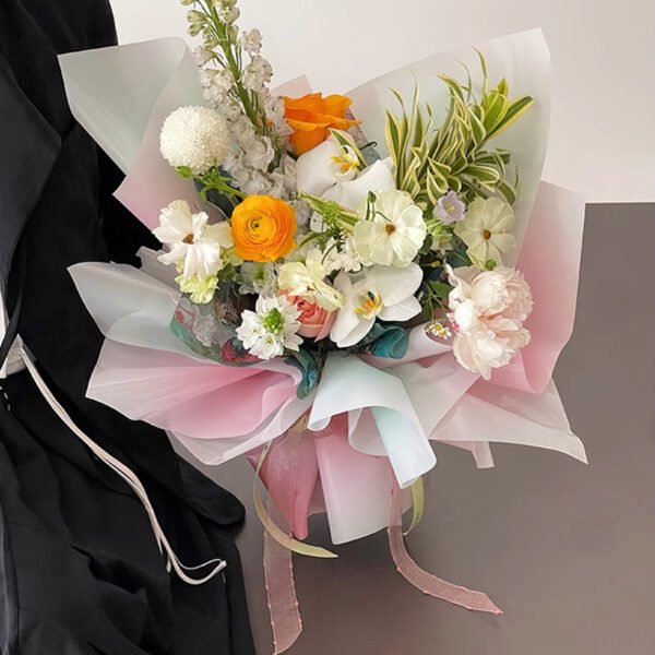 Gradient Fresh Colorful Flower Bouquet Wrapping Paper