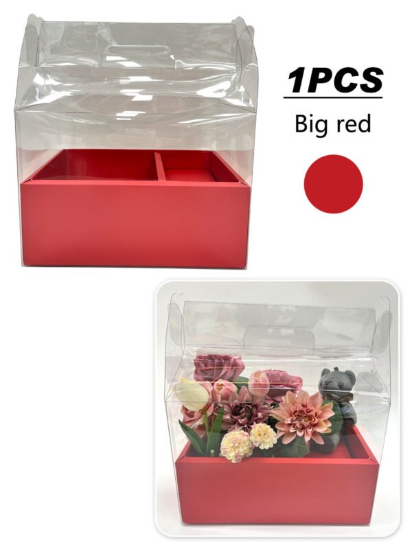Clear PVC Flower Gift Box with Handle