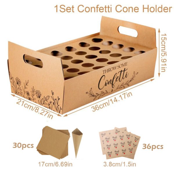 Wedding Confetti Cone Holder Box Tray