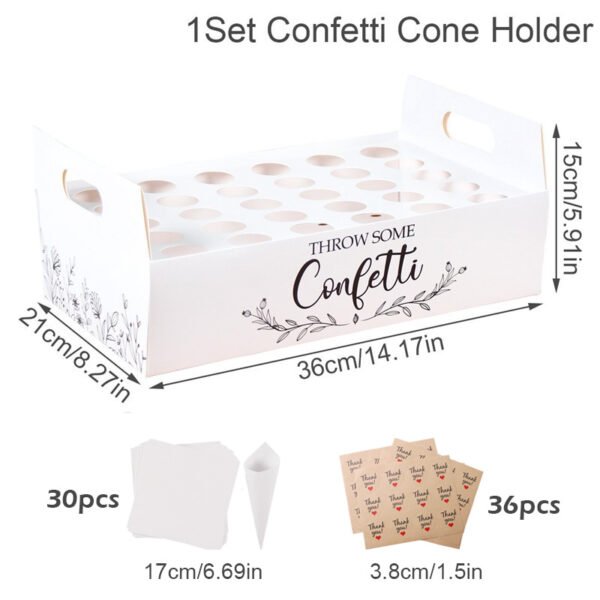Wedding Confetti Cone Holder Box Tray