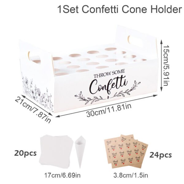 Wedding Confetti Cone Holder Box Tray