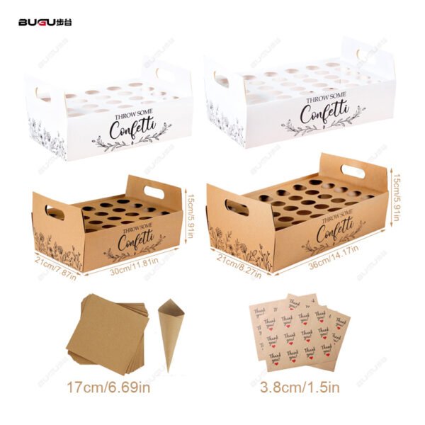 Wedding Confetti Cone Holder Box Tray